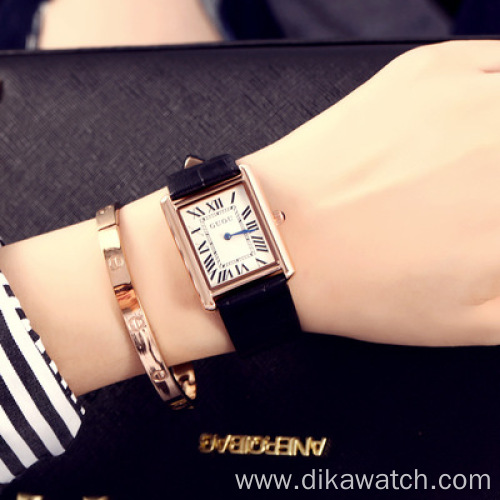 GUOU Authentic Korean Edition Watch For Women Rectangular belt retro Rome Scale Quartz Watch Wristwatch Female Simple Clock Leat